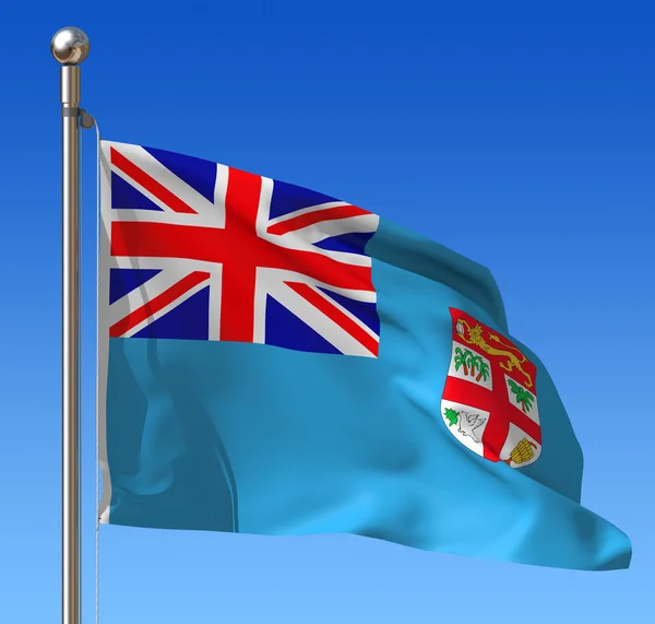 国旗的斐济对蓝蓝的天空. — 图库照片