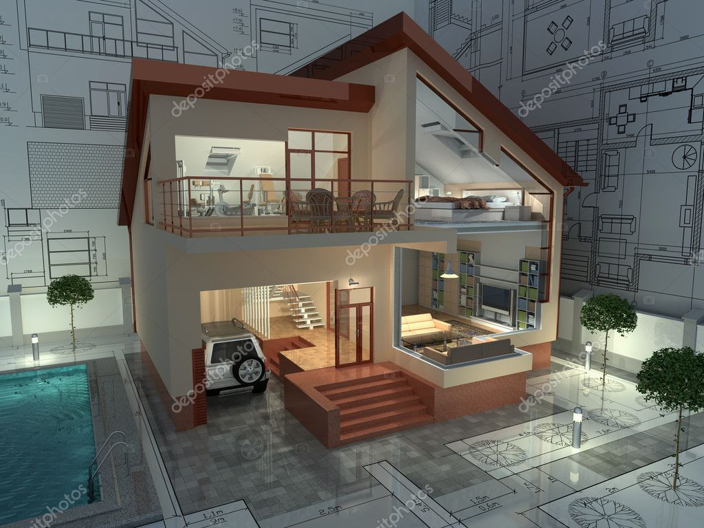 Casa 3d plano fotos de stock, imágenes de Casa 3d plano sin royalties |  Depositphotos