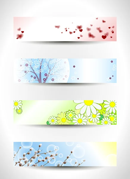 Set of four spring headers — Stock Vector