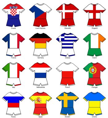 Euro 2012 european championship flag strips clipart