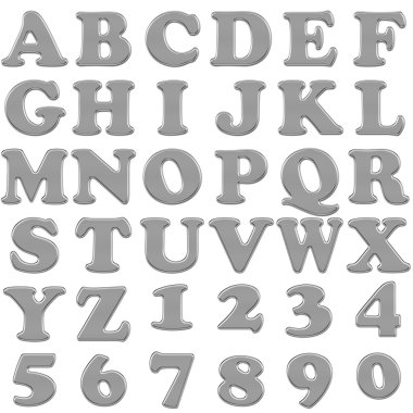 Liquid Metal Alphabet set clipart