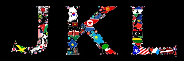 Alfabet landen van jkl — Stockfoto