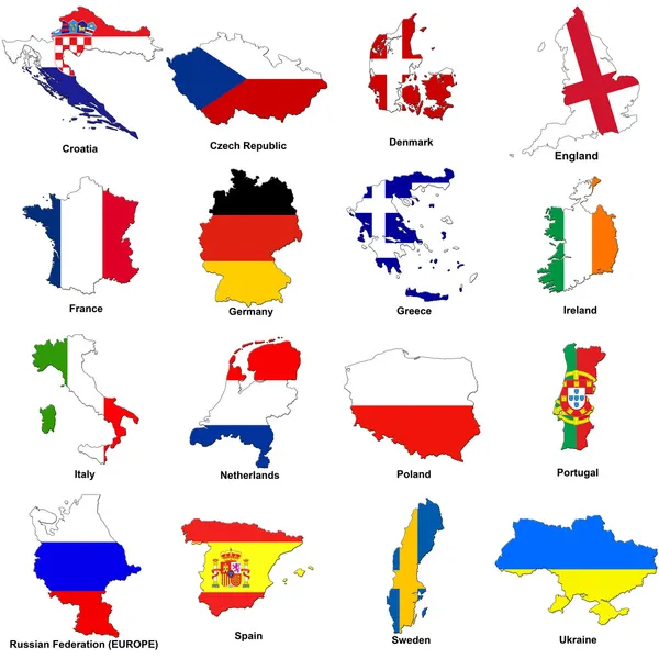 Euro 2012 Európa-bajnokság zászló térképek — Stock Fotó