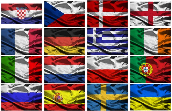 Euro 2012 bandeiras de tecido de campeonato europeu — Fotografia de Stock