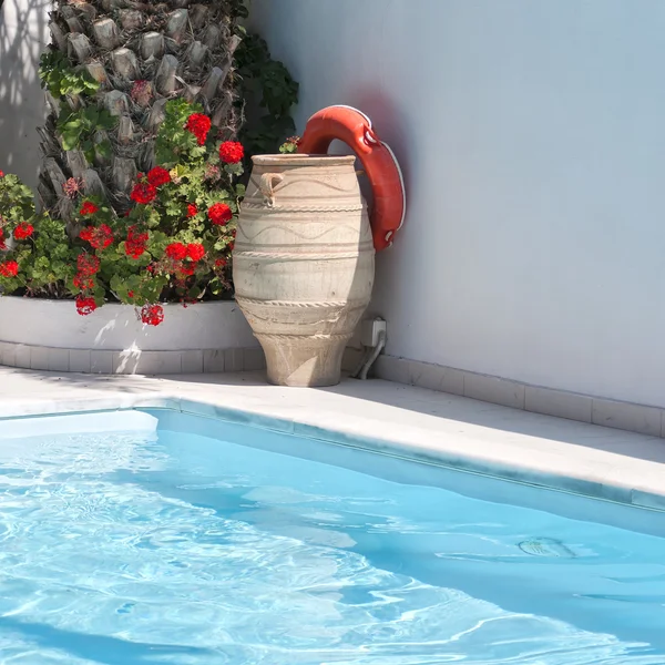 Santorini kamari Pool — Stock Photo, Image