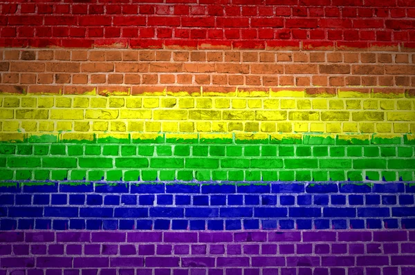 Tegel vägg rainbow — Stockfoto