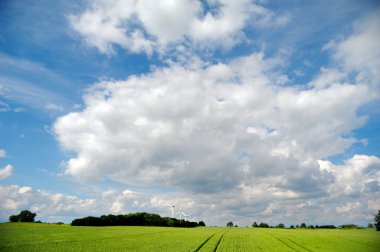 Landscape and wind turbines clipart