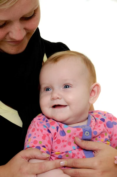 Moeder en baby zijn glimlachen — Stockfoto