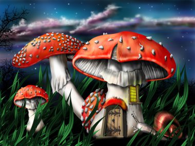 Magic mushrooms clipart