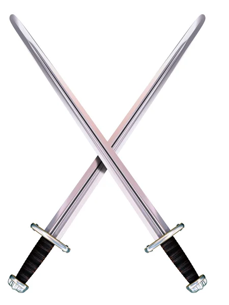 Gekreuzte Wikinger mit langen Schwertern — Stockfoto