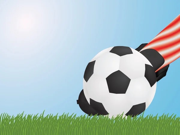 Pie golpeando pelota de fútbol vector ilustración — Vector de stock