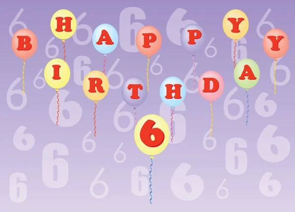 Grattis på födelsedagen sex år — Stock vektor