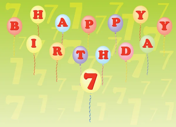 Grattis på födelsedagen sju år — Stock vektor
