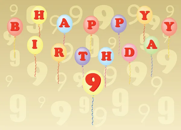 Χαρούμενα γενέθλια εννέα χρόνια — Διανυσματικό Αρχείο