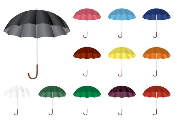 Sammlung farbiger Regenschirme — Stockvektor