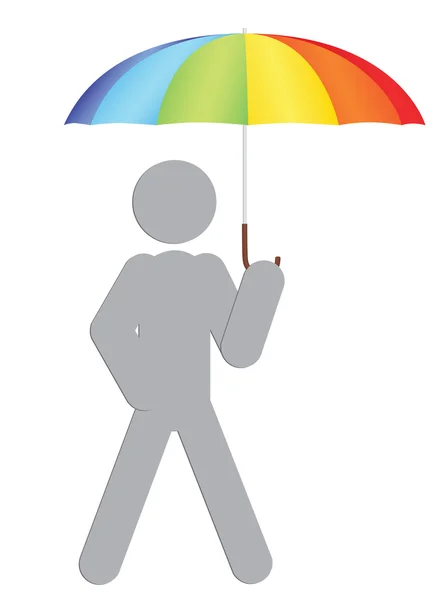 Muž s deštníkem rainbow — Stockový vektor