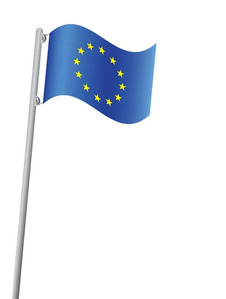 Σημαία της Ευρωπαϊκής Ένωσης στο κοντάρι σημαίας — Διανυσματικό Αρχείο