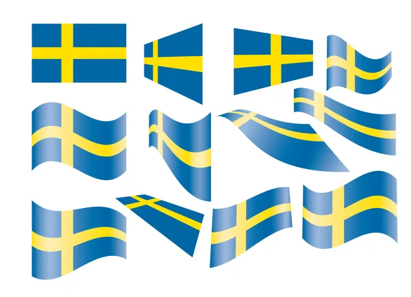 Set Zweedse vlaggen — Stockvector
