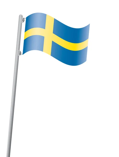 Σουηδική σημαία στο κοντάρι σημαίας — Διανυσματικό Αρχείο