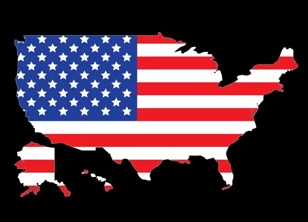Esboço do mapa dos EUA com a bandeira dos Estados Unidos — Vetor de Stock