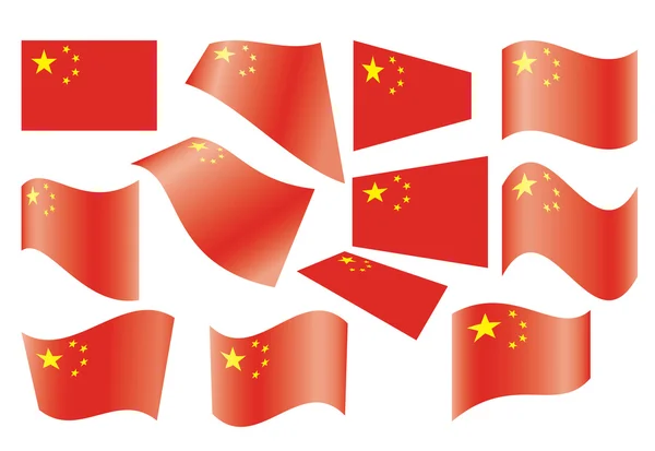Uppsättning flaggor i Kina — Stock vektor