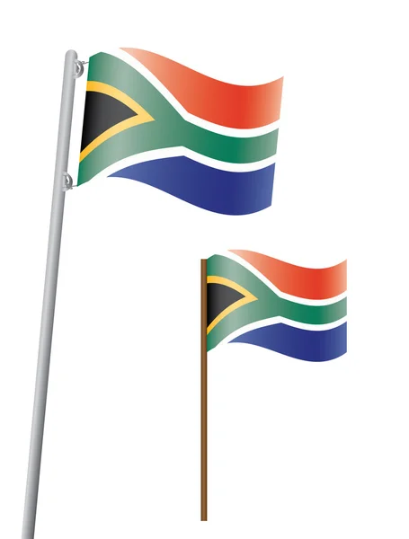 Bandera de Sudáfrica en el asta de bandera — Vector de stock