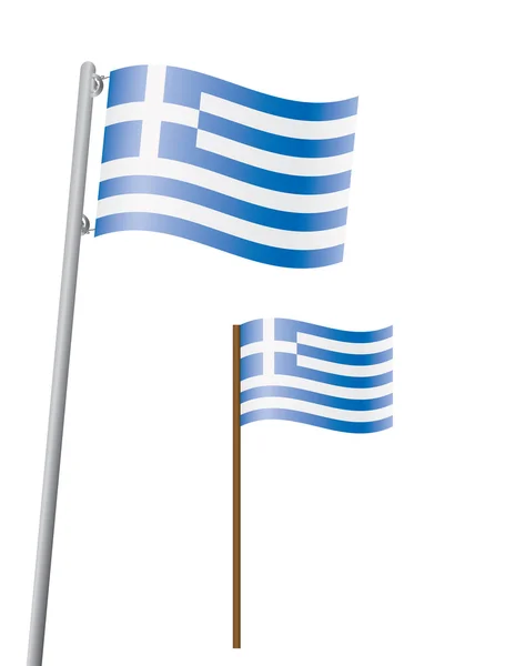 Flaga Grecji w flagstaff — Wektor stockowy