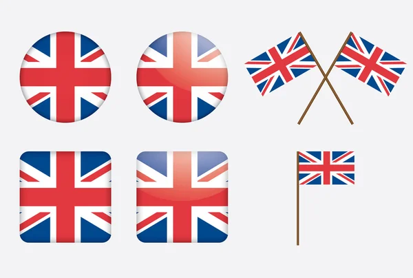 Odznaky s vlajkou Spojeného království — Stockový vektor