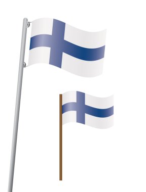 Flag of Finland on flagstaff clipart