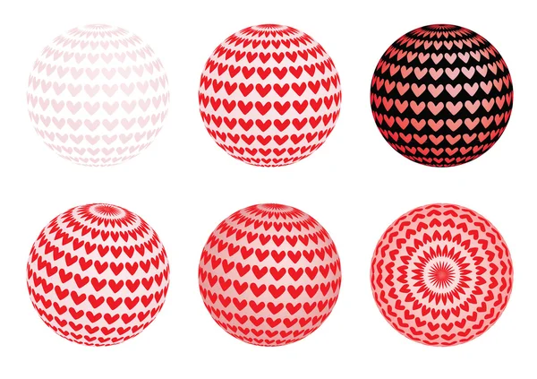Set of globes with valentines — Stock Vector