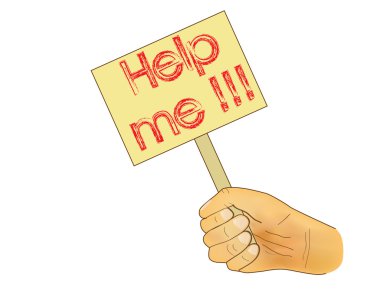 Board with Help me message clipart