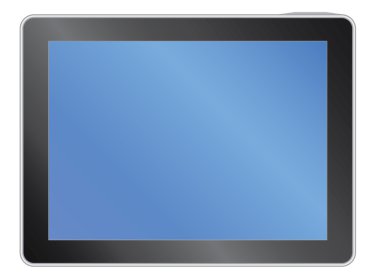 Tablet with blank blue screen clipart