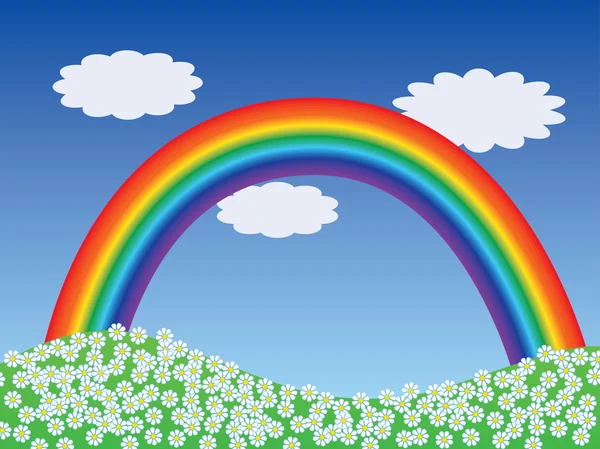 Paisaje con arco iris — Vector de stock