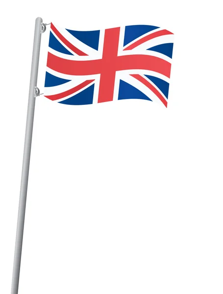 United Kingdom flag on a flagstaff — Stock Vector