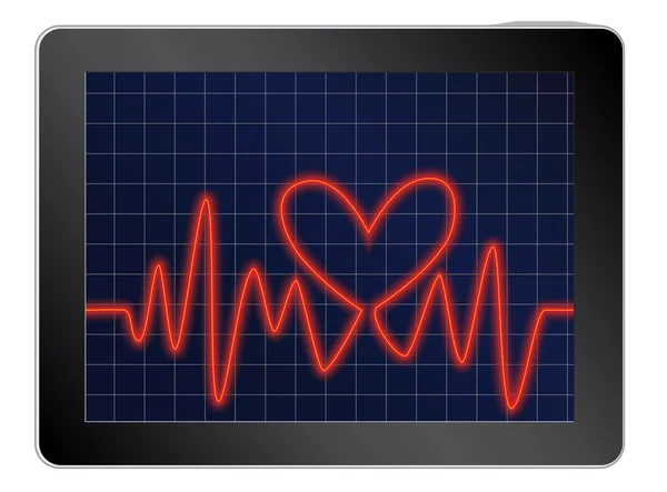 Cardiogram with heart on a tablet — Stock Vector