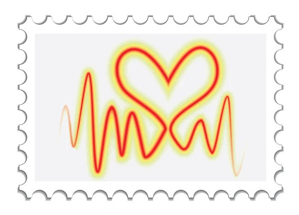 Heartbeat on a stamp — Stock Vector
