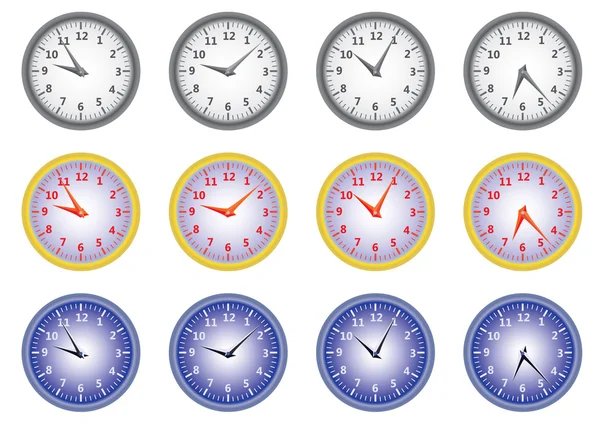 Conjunto de relógios de escritório —  Vetores de Stock