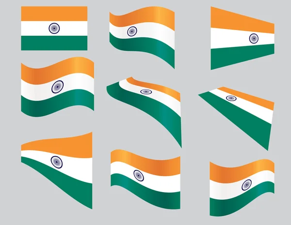 Set of Indian flags — Stock Vector