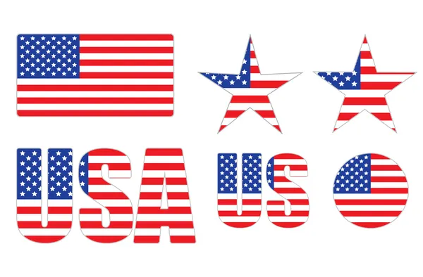 Amerika Birleşik Devletleri bayrağı yapılmış rozetler — Stok Vektör
