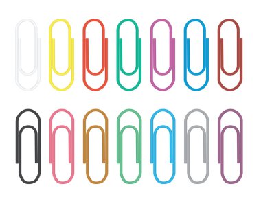 Set of color paper clips clipart
