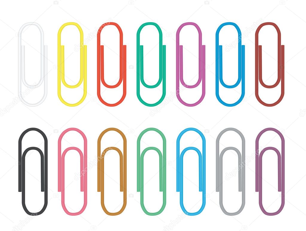 Set of color paper clips