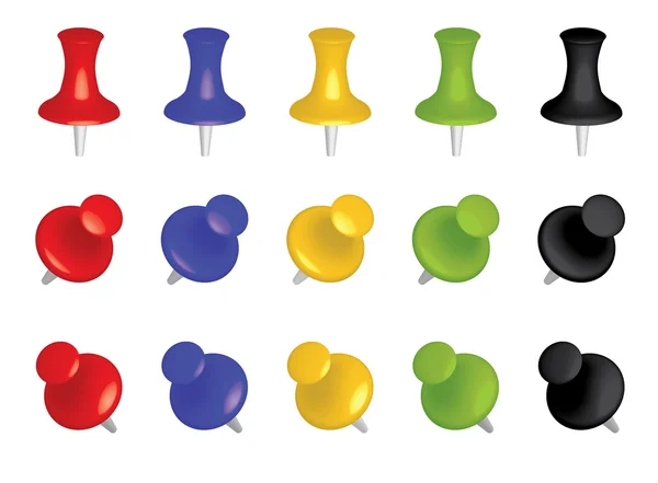 Conjunto de alfileres de dibujo de color — Vector de stock