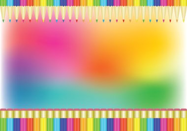 Rainbow background with pencils clipart