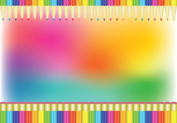Rainbow background with pencils — Stock Vector