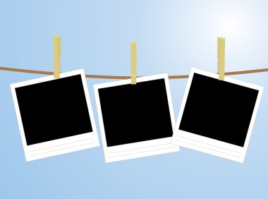 Three photos hanging on rope clipart