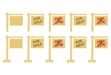 Set of real estate signs clipart