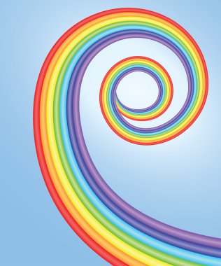 spiral rainbow ile mavi arka plan