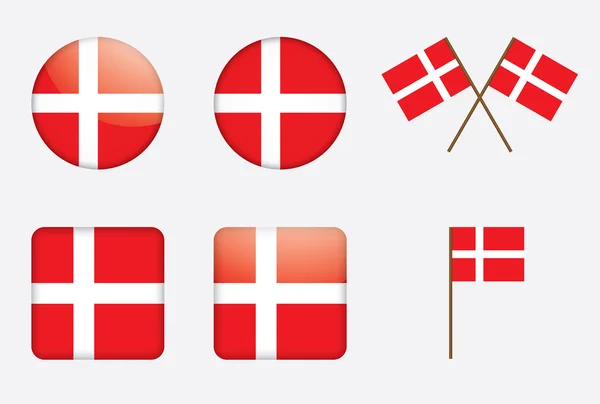 Значки с датским флагом — стоковый вектор