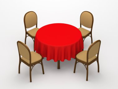 Round desktop and chairs clipart