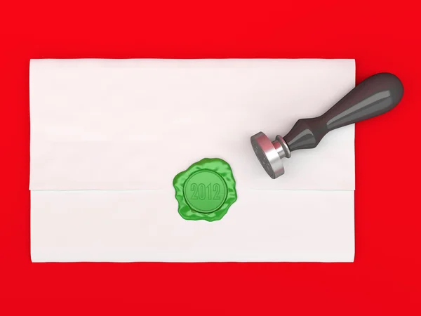 A tömítő-viasz bélyegzőjével lepecsételt levelet. — Stock Fotó
